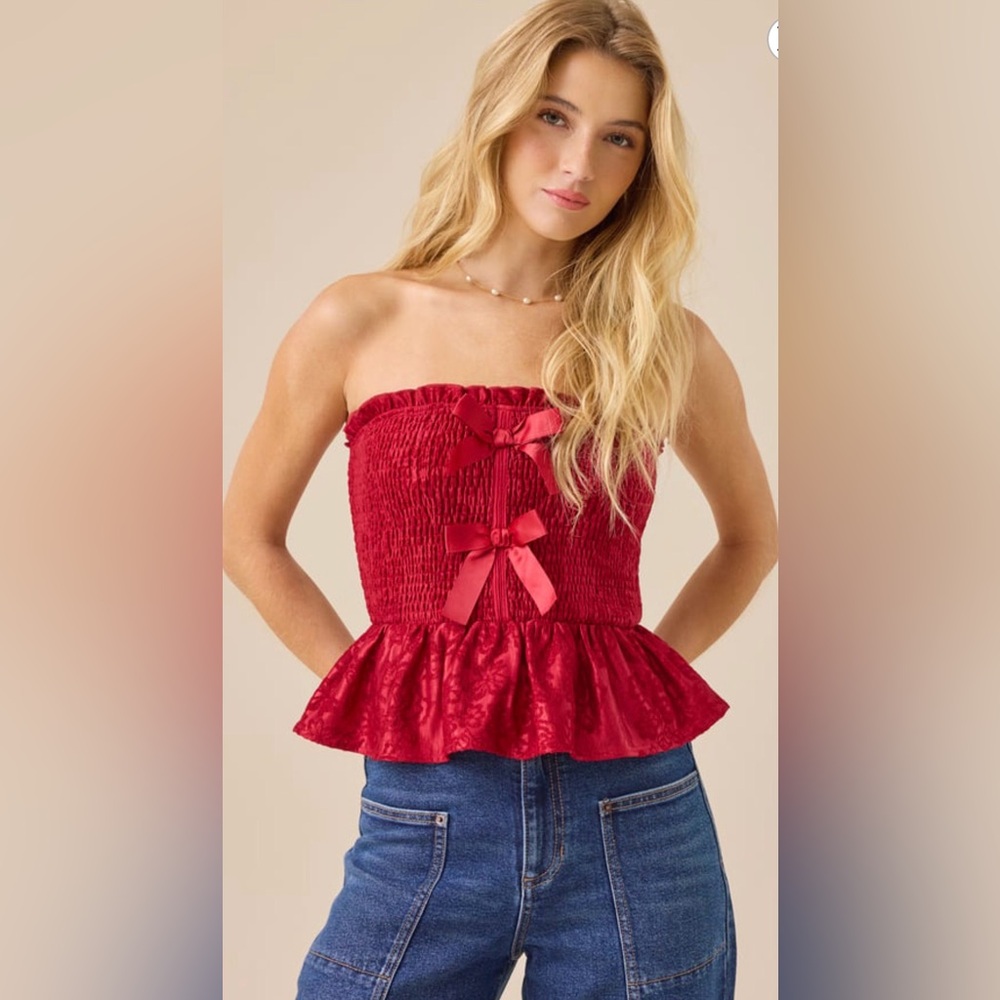 Janelle Strapless Bow Top